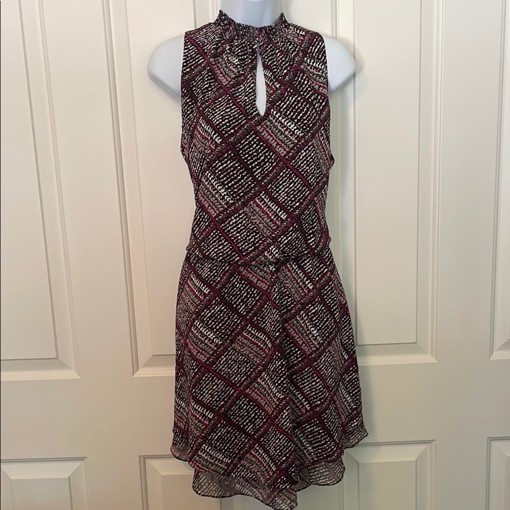 White House Black Market Women’s Geometric Keyhole Mock Neck Midi Dress Sz LP